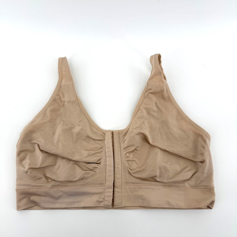 Wacoal Bra Front Closure Wireless 42 (2) Beige Womens Seamless Bralette 835475